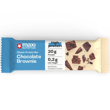 MaxiNutrition Classic Protein Bar Chocolate Brownie 40g – Riegel in der Verpackung mit Schokostücken