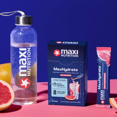 MaxiNutrition MaxHydrate Classic Elektrolyt Drink Stick Pink Grapefruit 10x16g – Faltschachtel mit Zutaten