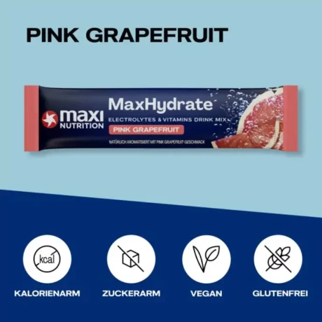 MaxiNutrition MaxHydrate Classic Elektrolyt Drink Stick Pink Grapefruit 10x16g – USP-Grafik
