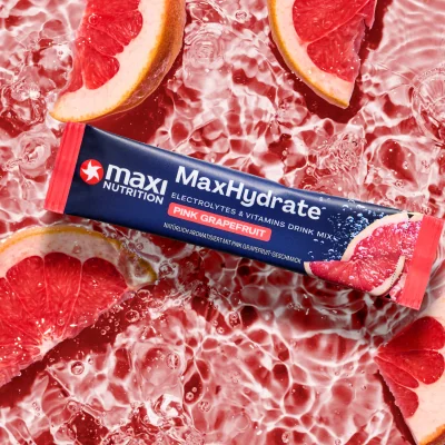 MaxiNutrition MaxHydrate Classic Elektrolyt Drink Stick Pink Grapefruit 10x16g – im Wasser mit Zutaten
