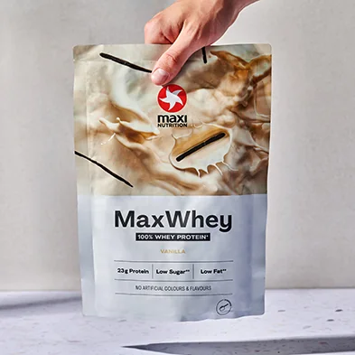 MaxiNutrition MaxWhey High Protein Vanilla 420g – Beutel in der Hand